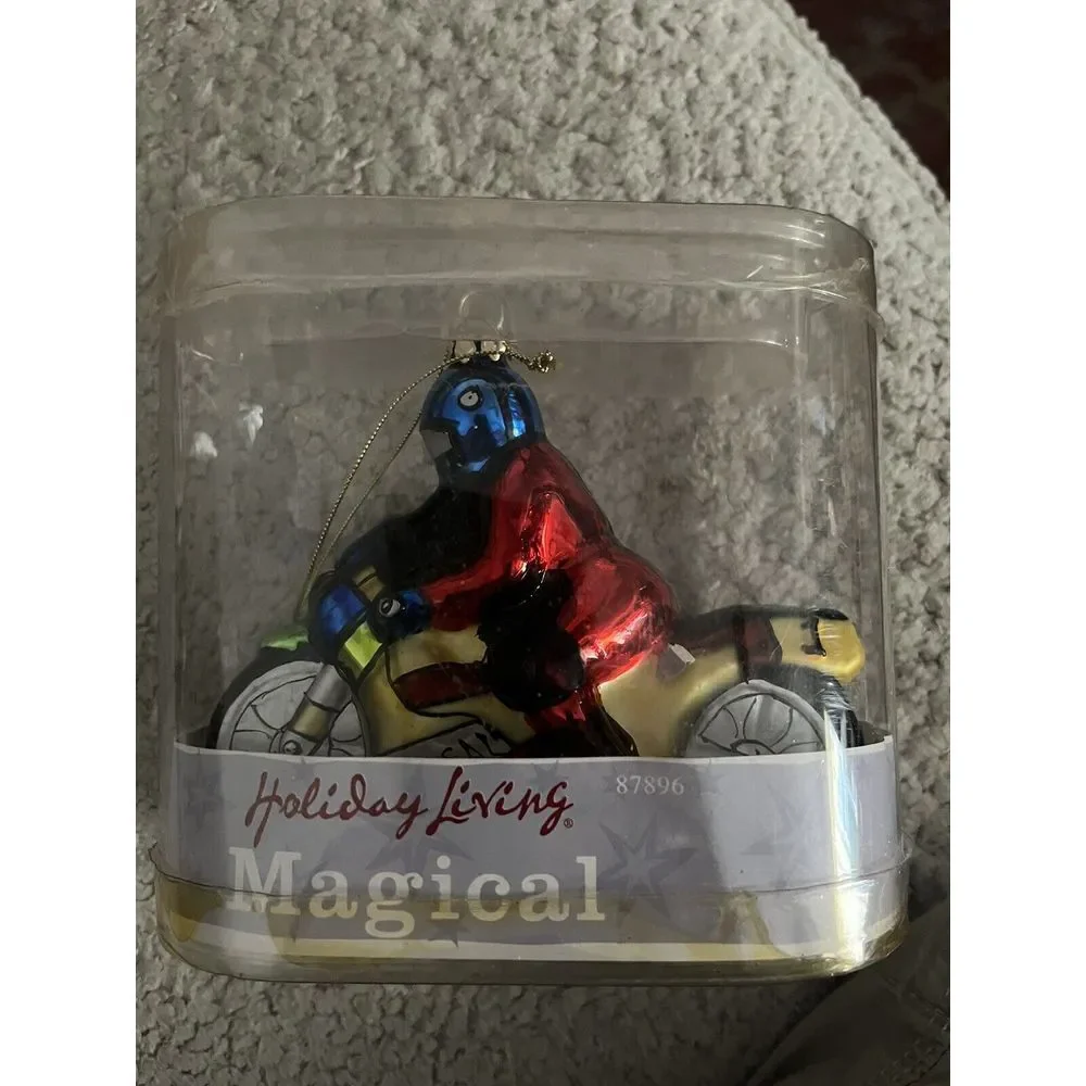 Motor Cycle Glass‎ Ornament